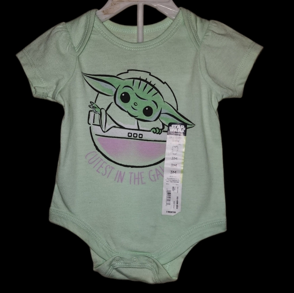 Star Wars One PC Baby Girls 3MO Cutest in the Galaxy Green Vacation Cozycore NWT